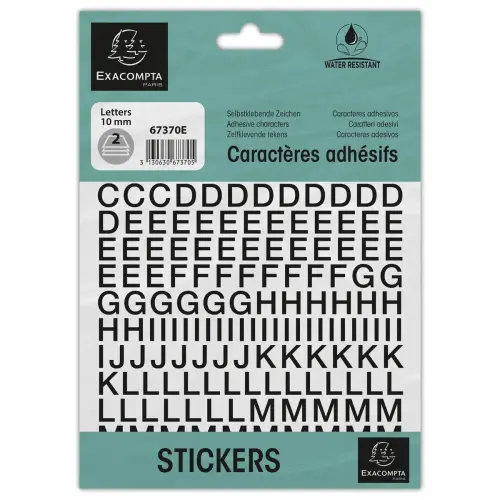 Pochette lettres adhesives (10 mm) noir photo du produit