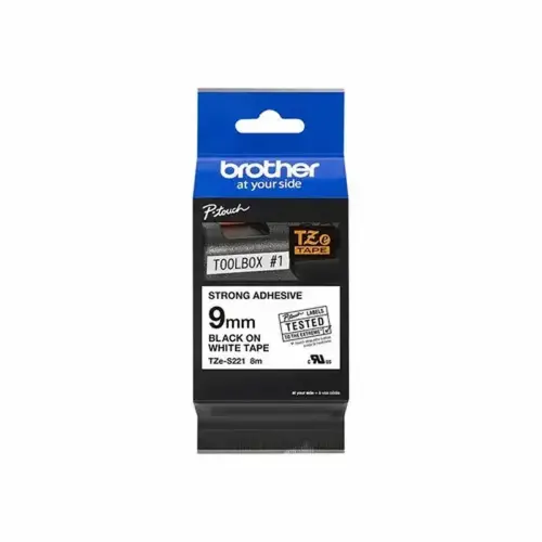 Brother TZES221 Ruban 9 mm Noir / Blanc photo du produit