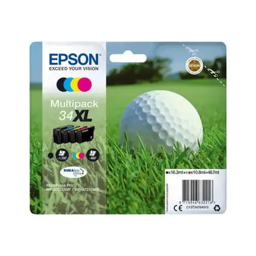 Pack de 4 cartouches d'encre C13T34764010 Balle de golf XL - Noir / Cyan / Magenta / Jaune - Epson photo du produit
