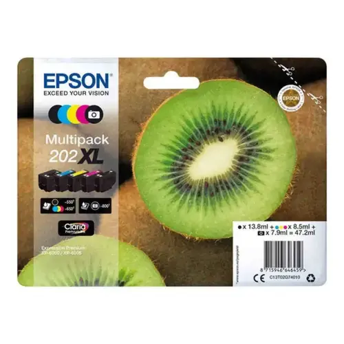 Pack de 5 cartouches d'encre 202 Kiwi XL - Coloris assortis - sous blister - Epson photo du produit