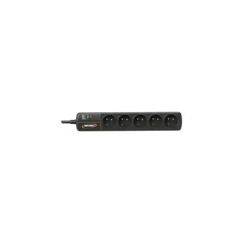 INFOSEC Multiprise S5 BLACK LINE II parafoudre 5 prises interrupteur photo du produit