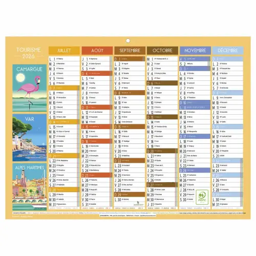 Calendrier 29,5 x 22 Tourisme 6 mois photo du produit
