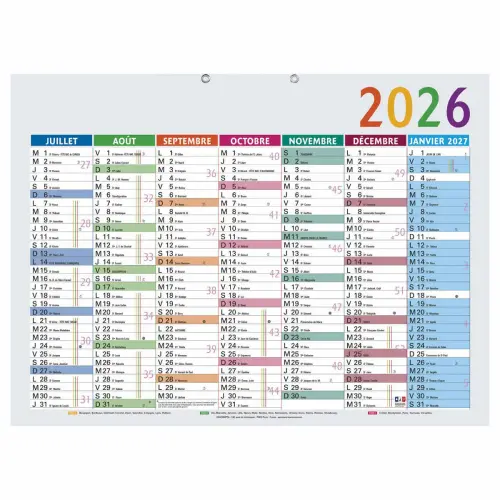 Calendrier 55 x 40,5 Multicolore 7 mois photo du produit