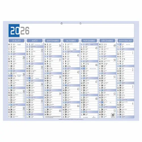 Calendrier 55x40,5 Bleu Gris photo du produit