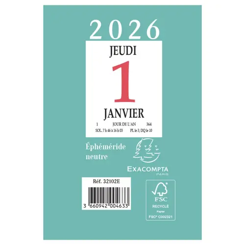 Bloc éphéméride 6,5 x 9,7 neutre photo du produit