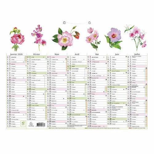Calendrier 43 x 33,5 Fleurs 7 mois photo du produit