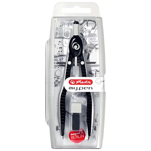 HERLITZ Compas &agrave; r&eacute;glage rapide my.pen, noir/gris, bo&icirc;te photo du produit