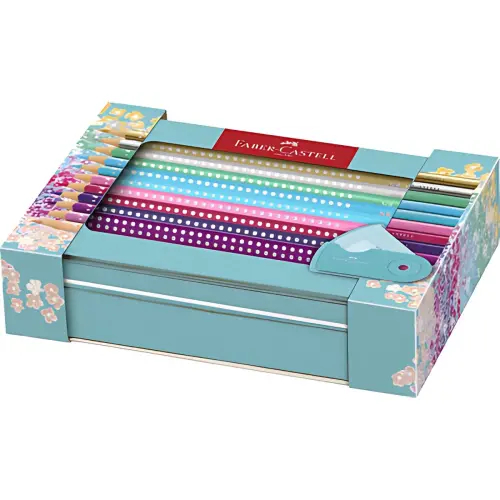 FABER-CASTELL Crayon couleur triangle GRIP SPARKLE, étui photo du produit
