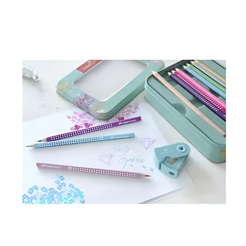 FABER-CASTELL Crayon couleur triangle GRIP SPARKLE, étui photo du produit