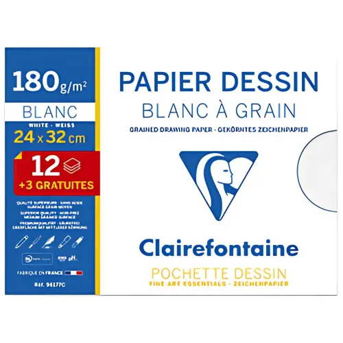 Clairefontaine Papier dessin 'Blanc à Grain', pack promo photo du produit