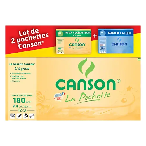 CANSON Papier à dessin 'C' à grain, A4, lot de 2 photo du produit
