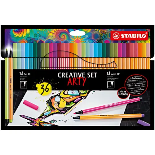 STABILO Set créatif point 88/Pen 68 ARTY, étui carton de 36 photo du produit