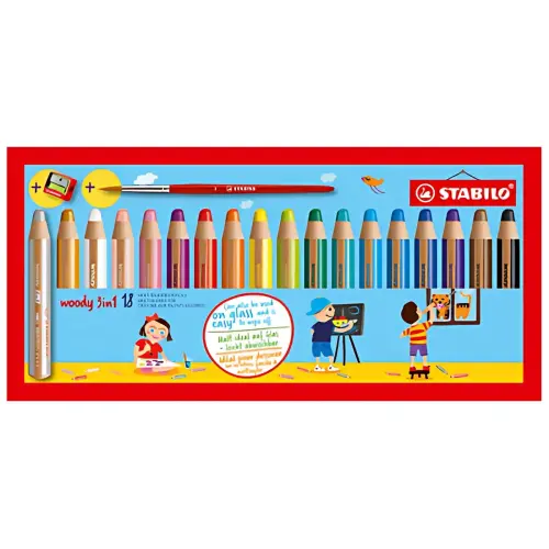Crayon multi-talents woody 3 en 1 - étui carton de 6 - Stabilo photo du produit