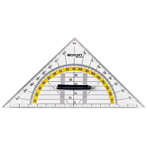 WESTCOTT Equerre g&eacute;om&eacute;trique, hypot&eacute;nuse: 140 mm, poign&eacute;e photo du produit
