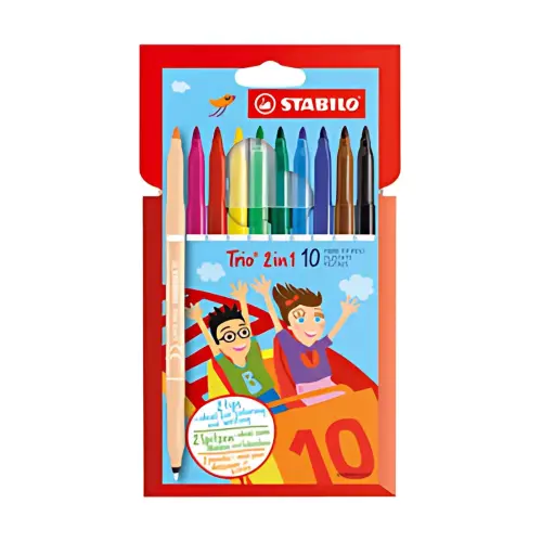 STABILO Feutre/feutre à pointe fine Trio 2en1 enfants, étui photo du produit