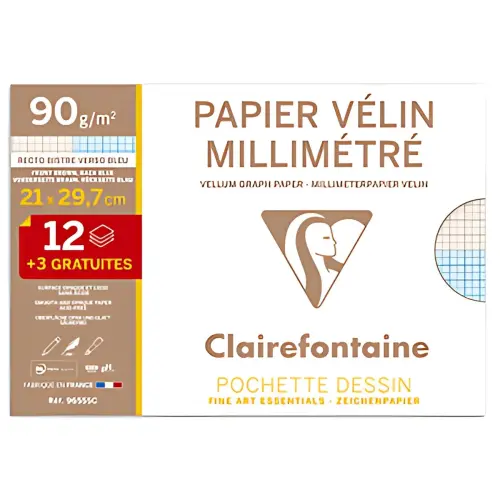 Clairefontaine Papier v&eacute;lin millim&eacute;tr&eacute;, A4, pack promo photo du produit