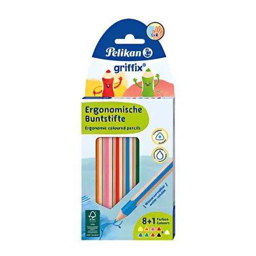 Crayon de couleur triangulaire griffix - étui de 9 - Pelikan photo du produit