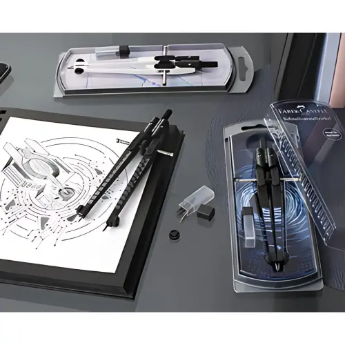5 FABER-CASTELL Compas &agrave; r&eacute;glage rapide DARK & BRIGHT, assorti photo du produit