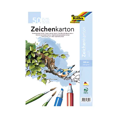 folia Feuille de carton &agrave; dessin, A3, 200 g/m2, blanc photo du produit