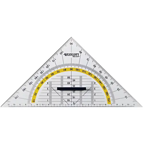 WESTCOTT Equerre g&eacute;om&eacute;trique, hypot&eacute;nuse: 220 mm, poign&eacute;e photo du produit
