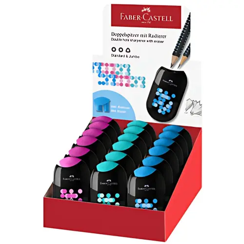 18 FABER-CASTELL Taille-crayon double TWO TONE, en présentoir photo du produit