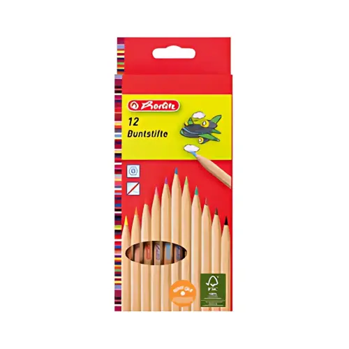HERLITZ Crayons de couleur, étui de 12, bois naturel photo du produit