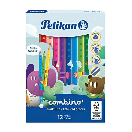 Crayon couleur triangulaire combino - étui carton 12 - Pelikan photo du produit