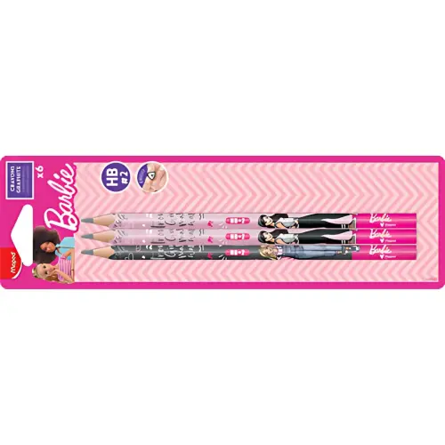MAPED Crayon de papier Barbie, avec gomme, HB, blister de 6 photo du produit