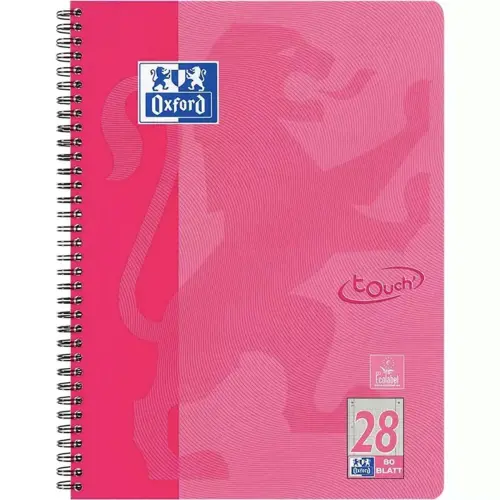Oxford Cahier Touch, A4+, quadrill&eacute;, 160 pages, rose photo du produit