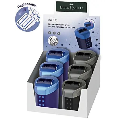 6 FABER-CASTELL Taille-crayon double RollOn DOTS, pr&eacute;sentoir photo du produit