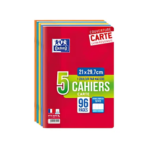 Oxford Cahier piqûre, A4, Seyès, 96 pages, lot de 5 photo du produit
