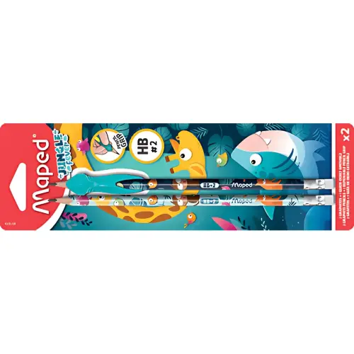 MAPED Crayon de papier JUNGLE fever avec gomme, blister de 2 photo du produit