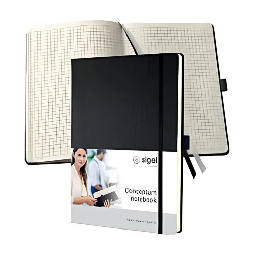 sigel Carnet de notes Conceptum, A4+, quadrillé, noir photo du produit