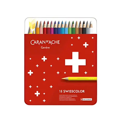 CARAN D'ACHE Crayons de couleur Swisscolor, étui métal de 18 photo du produit