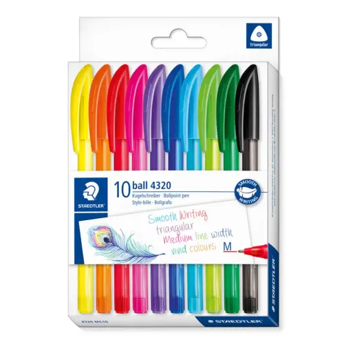 Pochette de stylos billes Ball 432 medium - Coloris assortis - Staedtler photo du produit