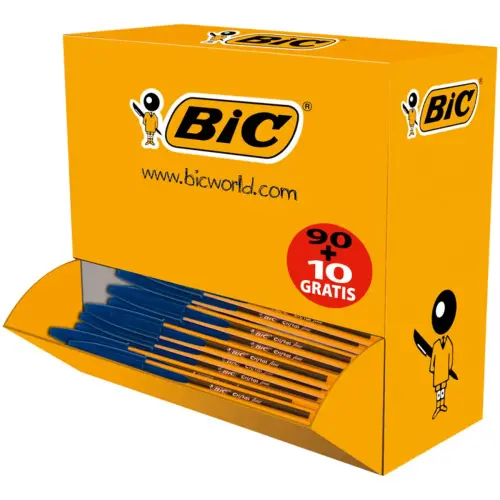 Stylo - bille cristal corps hexagonal orange encre bleue 0, 8mm 100un - Bic photo du produit
