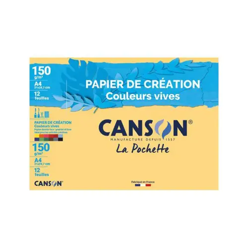 Papiers dessin colorline grain fin 150g a4 coloris vifs 12f - Canson photo du produit
