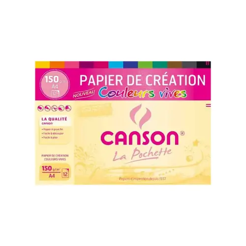 Papiers dessin colorline grain fin 150g a4 coloris vifs 12f - Canson photo du produit