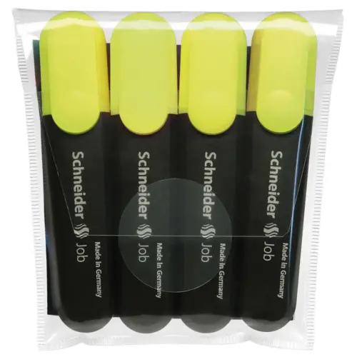 Surligneur job jaune pochette 4 pièces - Schneider photo du produit