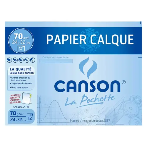 Papiers calque crayon encre dessin industriel 70/75g a4+ 12f - Canson photo du produit