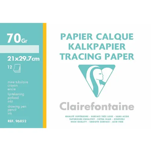 Papier calque 21x29, 7cm 70g pochette 12 feuilles - Clairefontaine photo du produit
