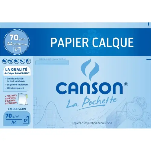 Papiers calque crayon encre dessin industriel 70/75g a4 12f - Canson photo du produit