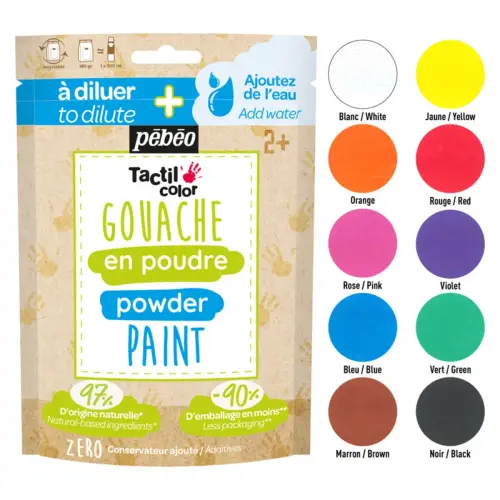 Gouache en poudre &agrave; diluer Tactilcolor 2 en 1 - 280 ml - Pebeo photo du produit