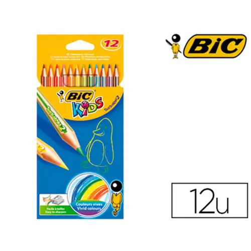 Crayon couleur kids tropicolors 12u 175mm mine resistante - Bic photo du produit
