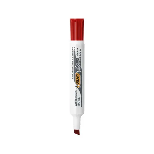 Marqueurs velleda 1791 effacable pointe biseautee rouge - Bic photo du produit