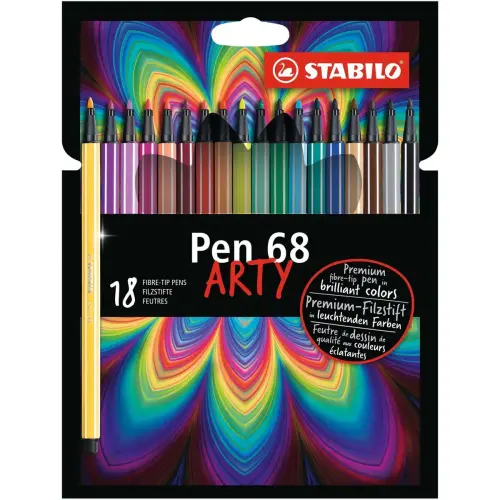 Etui carton x 18 feutres dessin pointe moyenne pen 68 arty - Stabilo photo du produit