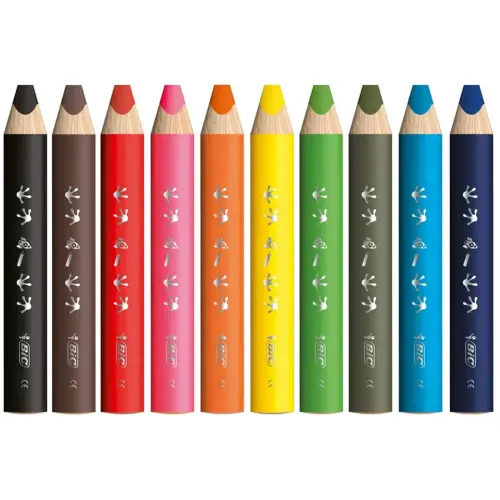 Pack de 10 + 1 crayons de couleurs Kids multi - surfaces - Coloris assortis - Bic photo du produit