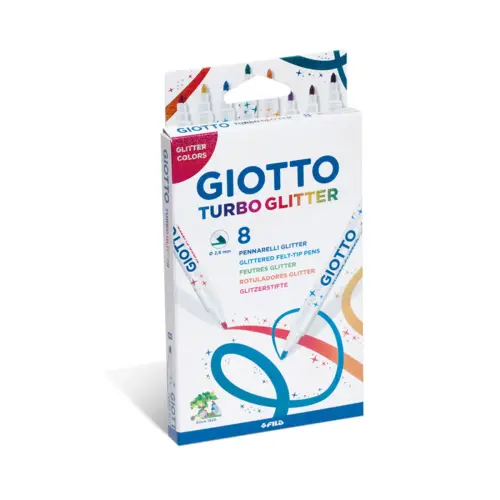 Feutre coloriage turbo glitter 8 couleurs assorties - Giotto photo du produit