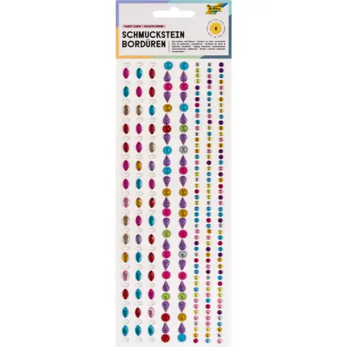 Lot bordures strass adh&eacute;sive 25 cm 5 unit&eacute;s assorties - Folia photo du produit