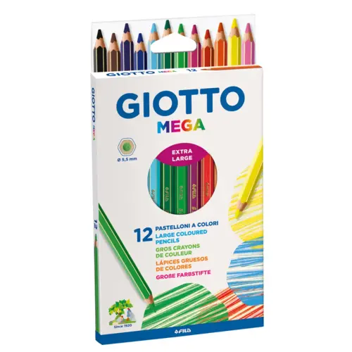 Crayon couleur mega hexagonal mine large 5, 5mm 12 unit&eacute;s - Giotto photo du produit